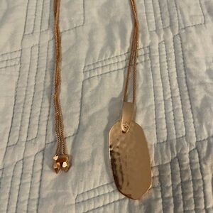Kendra Scott Rose Gold Hammered Oval Pendant Necklace